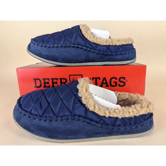 DEER STAGS Slipperooz Alma Slippers Men 7 M Blue Quilted Slip On Mule Shoes NWB main image 8